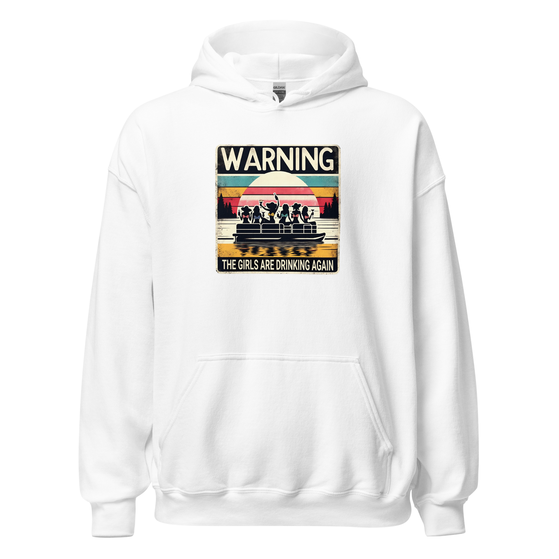 Embrace fun with the "Warning: The Girls Are Drinking Again" hoodie. Perfect for cool lake nights or casual fun. Cozy & stylish with a vibrant design.