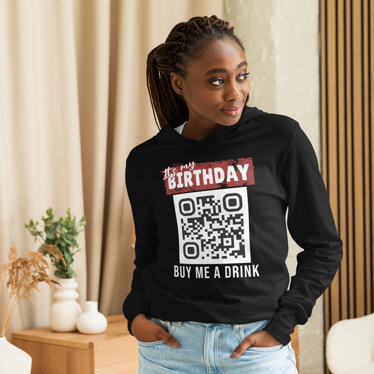 It's My Birthday Buy Me A Drink Lightweight Hoodie - Personalizable