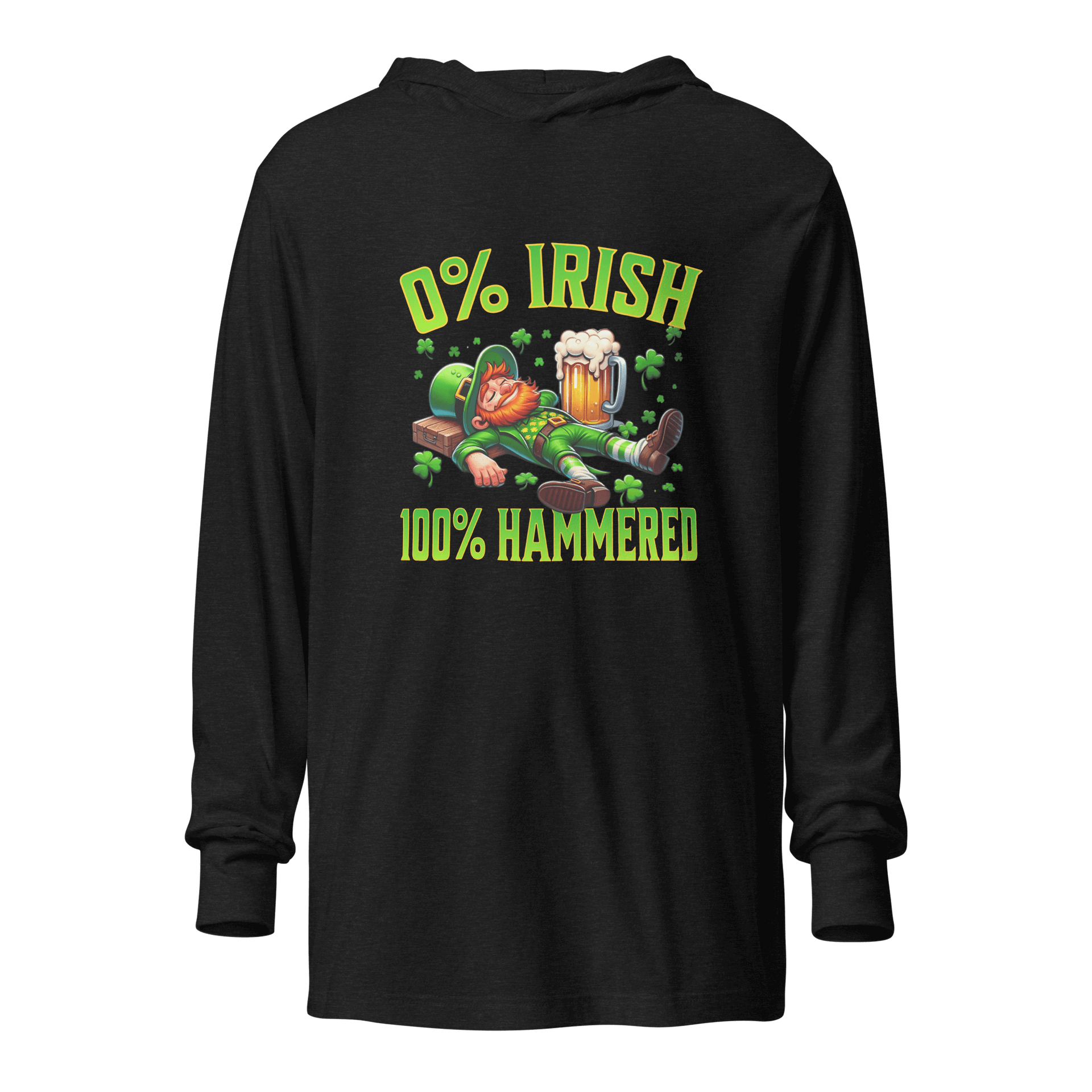 0% Irish 100% Hammered Hooded Long Sleeve Tee