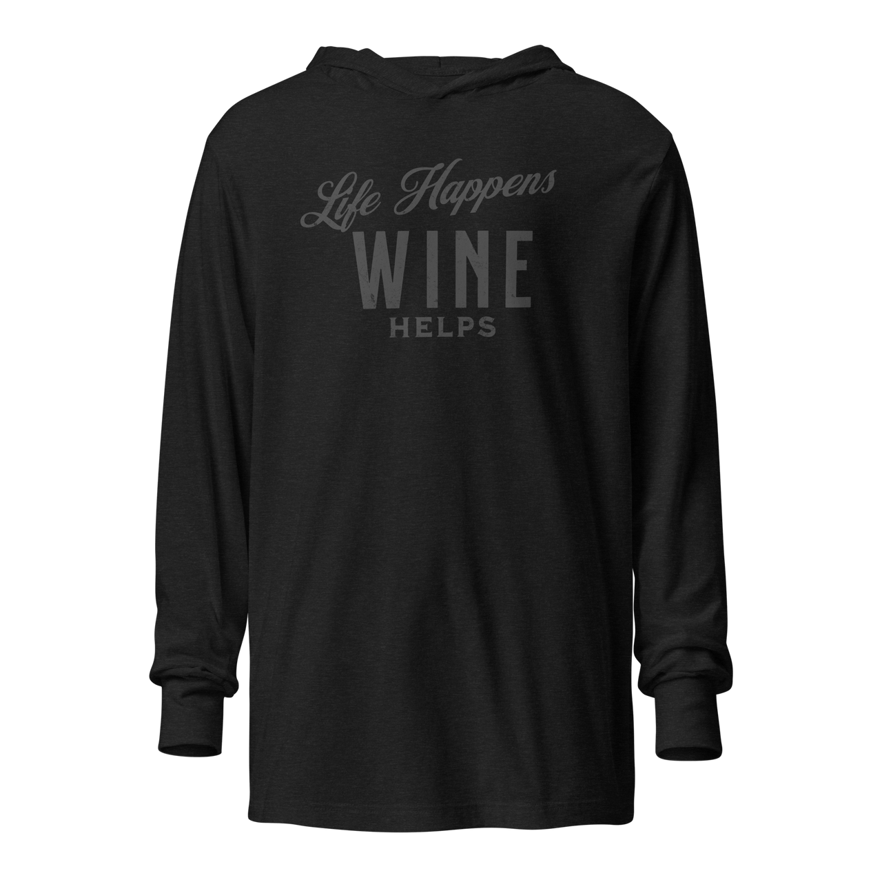 "Life Happens Wine Helps" Hoodie - Funny ApparelStay comfy with our lightweight hoodie. Perfect for layering, made from soft materials. Ideal funny apparel for everyday style.