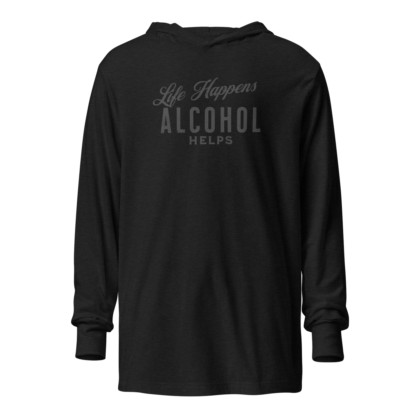 Life Happens Alcohol Helps Lightweight Hoodie - Stay Cozy! Elevate your style with our funny drinking-themed Life Happens Whiskey Helps lightweight hoodie. Perfect for layering and unrestricted comfort all year round.