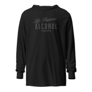 Life Happens Alcohol Helps Lightweight Hoodie - Stay Cozy! Elevate your style with our funny drinking-themed Life Happens Whiskey Helps lightweight hoodie. Perfect for layering and unrestricted comfort all year round.