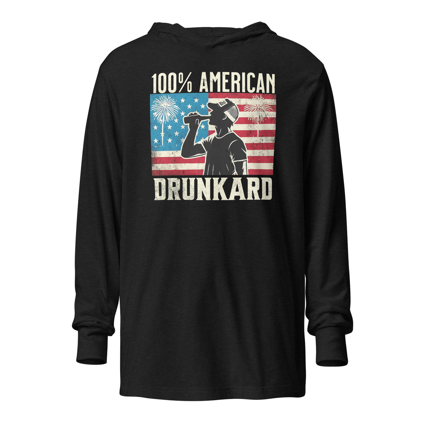 100% American Drunkard Lightweight Hoodie - Patriotic Fun for 4th of July