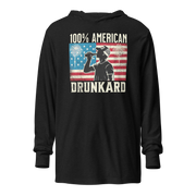 Get ready for the 4th of July with our lightweight '100% American Drunkard' hoodie. Perfect for BBQs and celebrations, it mixes comfort with patriotic fun.