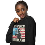 Get ready for the 4th of July with our lightweight '100% American Drunkard' hoodie. Perfect for BBQs and celebrations, it mixes comfort with patriotic fun.