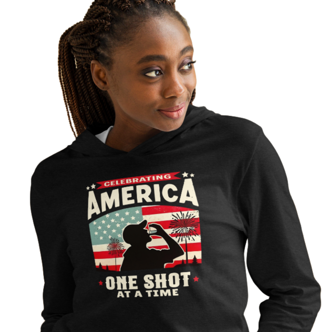 Gear up for Independence Day with our unique lightweight hoodie, featuring a patriotic design for memorable 4th of July celebrations and cool nights.