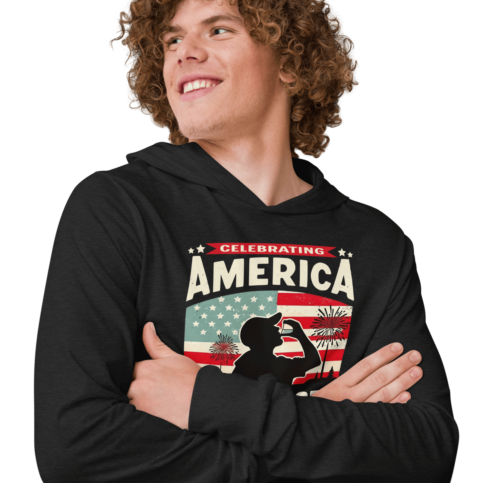 Gear up for Independence Day with our unique lightweight hoodie, featuring a patriotic design for memorable 4th of July celebrations and cool nights.