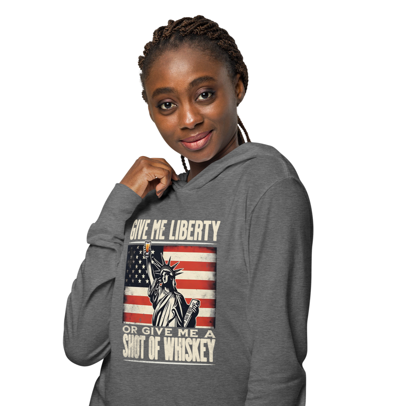 Give Me Liberty or Give Me Whiskey Lightweight 4th of July Hoodie