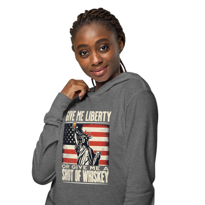 Give Me Liberty or Give Me Whiskey Lightweight 4th of July Hoodie