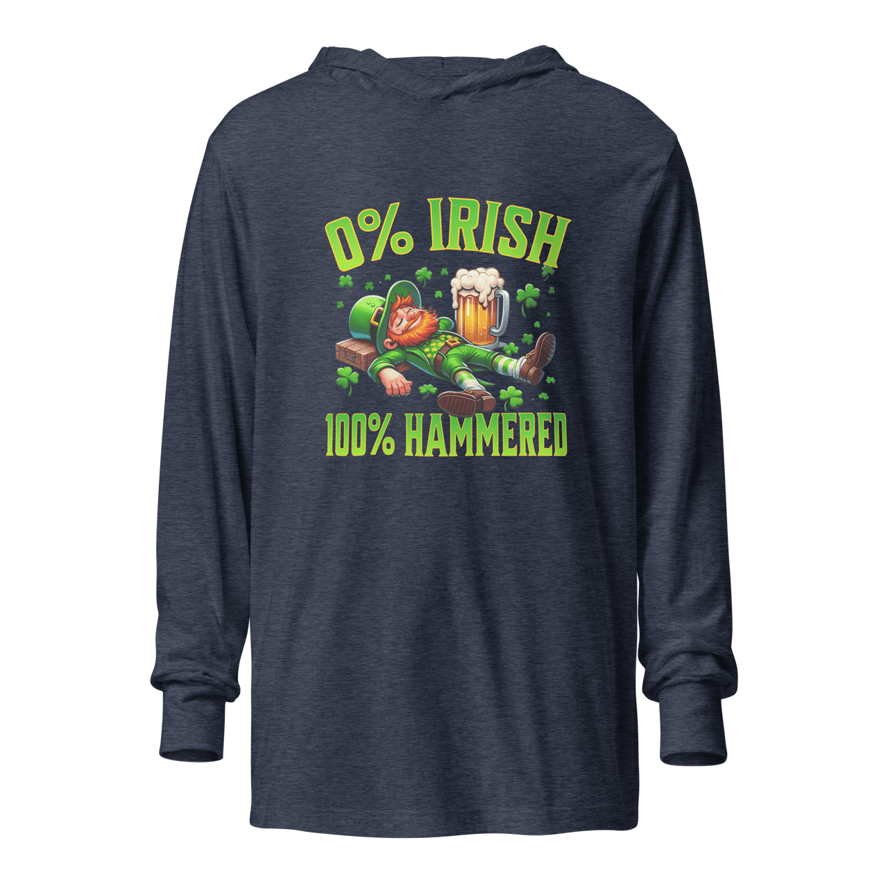 0% Irish 100% Hammered Hooded Long Sleeve Tee