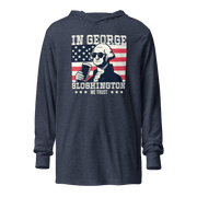 Celebrate with style in our In George Sloshington We Trust 4th of July hoodie! Perfect for cool nights & patriotic parties. Light & comfy with a unique design.