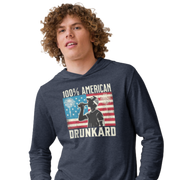 Get ready for the 4th of July with our lightweight '100% American Drunkard' hoodie. Perfect for BBQs and celebrations, it mixes comfort with patriotic fun.