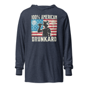 Get ready for the 4th of July with our lightweight '100% American Drunkard' hoodie. Perfect for BBQs and celebrations, it mixes comfort with patriotic fun.