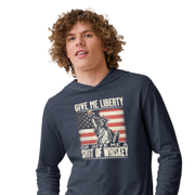 Rock your 4th of July in our lightweight hoodie with the Statue of Liberty & whiskey design. Perfect for celebrating in style and comfort.