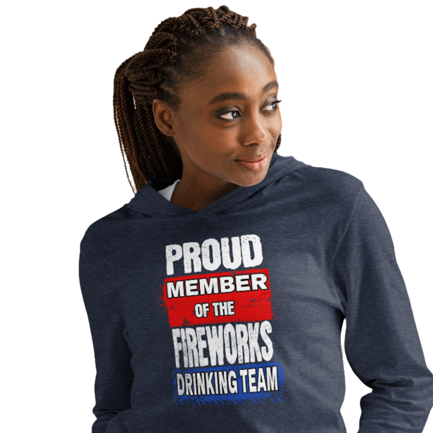 Enjoy comfort and style year-round with our lightweight, long-sleeve Fireworks Drinking Team Hoodie. Perfect for any occasion!