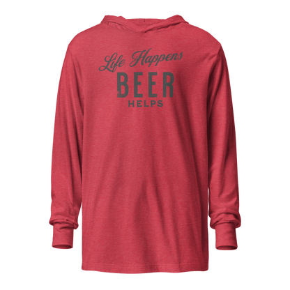 Life Happens Beer Helps Hoodie - Lightweight & Comfy BEER,DRINKING,LIGHTWEIGHT HOODIE,MENS,New,UNISEX,WOMENS Dayzzed Apparel
