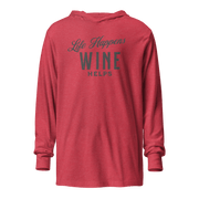 "Life Happens Wine Helps" Hoodie - Funny ApparelStay comfy with our lightweight hoodie. Perfect for layering, made from soft materials. Ideal funny apparel for everyday style.