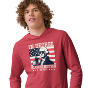 Celebrate with style in our In George Sloshington We Trust 4th of July hoodie! Perfect for cool nights & patriotic parties. Light & comfy with a unique design.