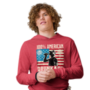 Get ready for the 4th of July with our lightweight '100% American Drunkard' hoodie. Perfect for BBQs and celebrations, it mixes comfort with patriotic fun.