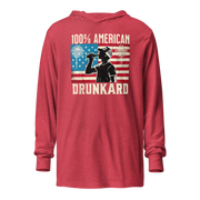 Get ready for the 4th of July with our lightweight '100% American Drunkard' hoodie. Perfect for BBQs and celebrations, it mixes comfort with patriotic fun.