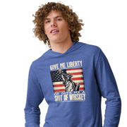 Rock your 4th of July in our lightweight hoodie with the Statue of Liberty & whiskey design. Perfect for celebrating in style and comfort.