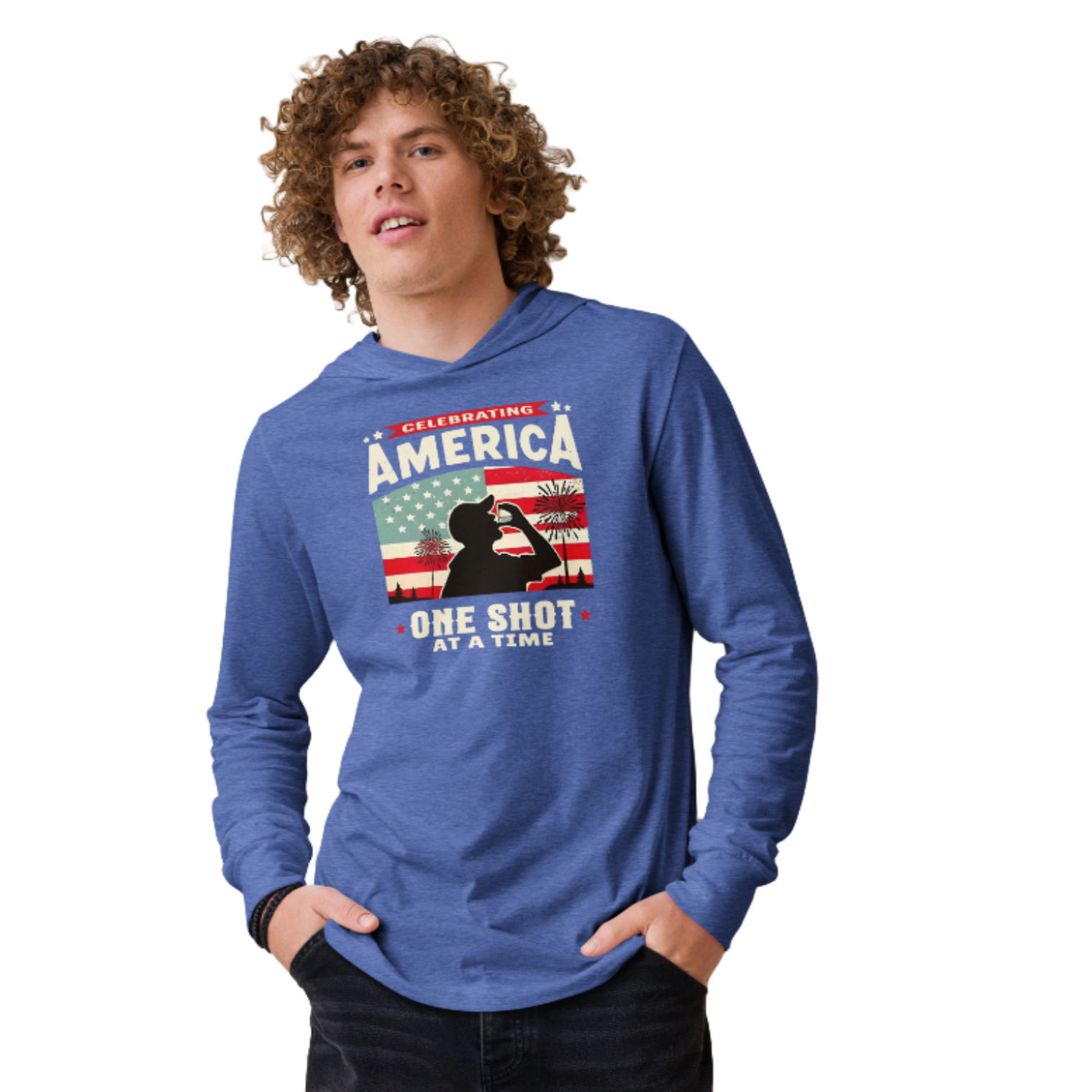 Gear up for Independence Day with our unique lightweight hoodie, featuring a patriotic design for memorable 4th of July celebrations and cool nights.