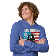 Get ready for the 4th of July with our lightweight '100% American Drunkard' hoodie. Perfect for BBQs and celebrations, it mixes comfort with patriotic fun.