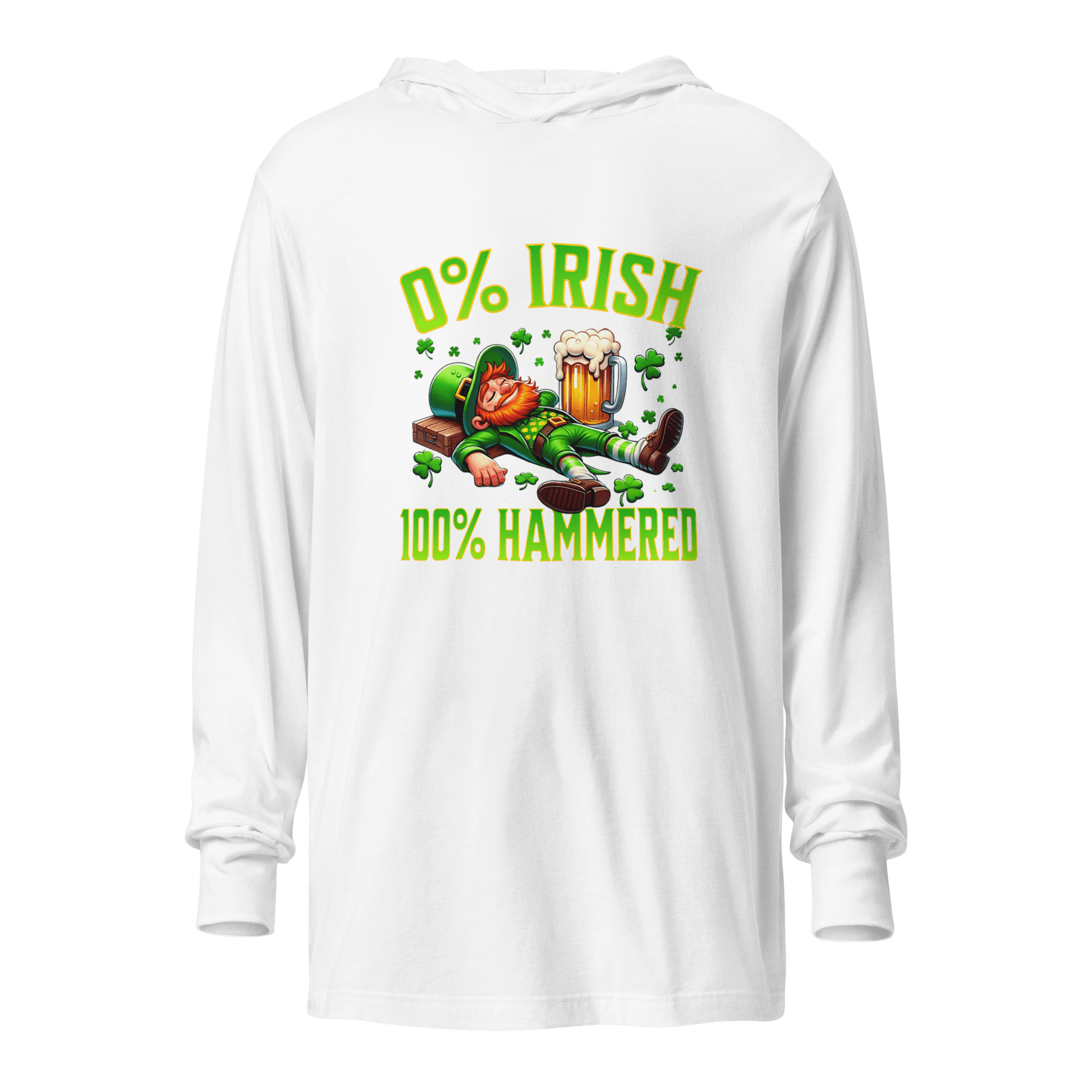 0% Irish 100% Hammered Hooded Long Sleeve Tee