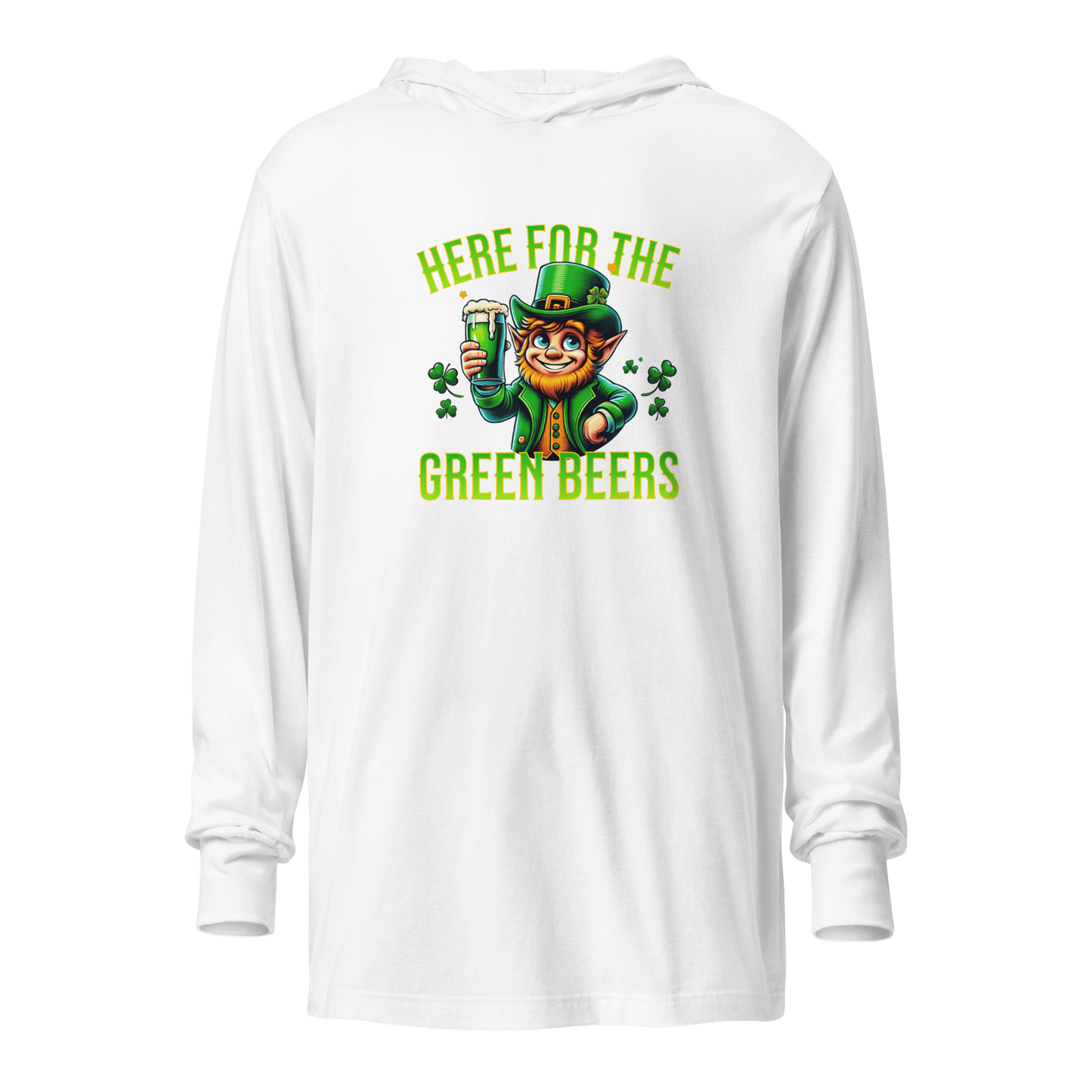 Here for the Green Beer Hooded Long Sleeve Tee