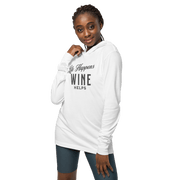 "Life Happens Wine Helps" Hoodie - Funny ApparelStay comfy with our lightweight hoodie. Perfect for layering, made from soft materials. Ideal funny apparel for everyday style.