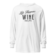 "Life Happens Wine Helps" Hoodie - Funny ApparelStay comfy with our lightweight hoodie. Perfect for layering, made from soft materials. Ideal funny apparel for everyday style.