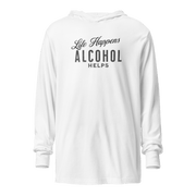 Life Happens Alcohol Helps Lightweight Hoodie - Stay Cozy! Elevate your style with our funny drinking-themed Life Happens Whiskey Helps lightweight hoodie. Perfect for layering and unrestricted comfort all year round.