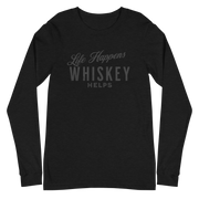 Life Happens Whiskey Helps Tee - Funny Drinking Long Sleeve DRINKING,LONG SLEEVE TEE,MENS,New,UNISEX,WHISKEY,WOMENS Dayzzed Apparel