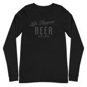 Life Happens Beer Helps Tee - A Must-Have Long Sleeve BEER,DRINKING,LONG SLEEVE TEE,MENS,New,UNISEX,WOMENS Dayzzed Apparel