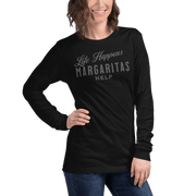 Life Happens Margaritas Help Tee | Versatile Long SleeveElevate any outfit with our Life Happens Margaritas Long Sleeve Tee. Perfect for casual outings. 100% cotton comfort.