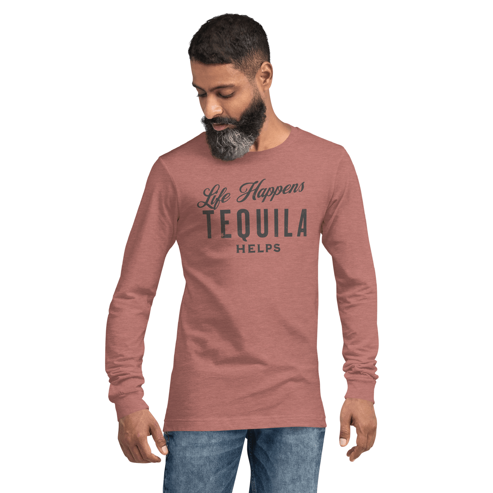 Life Happens Tequila Helps Tee - Versatile Long Sleeve DRINKING,LONG SLEEVE TEE,MENS,New,TEQUILA,UNISEX,WOMENS Dayzzed Apparel