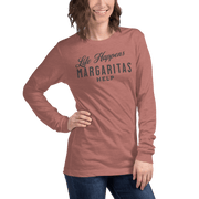 Life Happens Margaritas Help Tee | Versatile Long SleeveElevate any outfit with our Life Happens Margaritas Long Sleeve Tee. Perfect for casual outings. 100% cotton comfort.