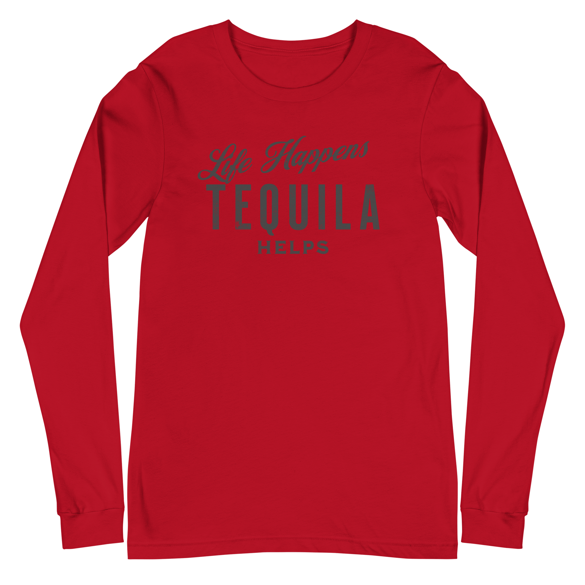 Life Happens Tequila Helps Tee - Versatile Long Sleeve DRINKING,LONG SLEEVE TEE,MENS,New,TEQUILA,UNISEX,WOMENS Dayzzed Apparel