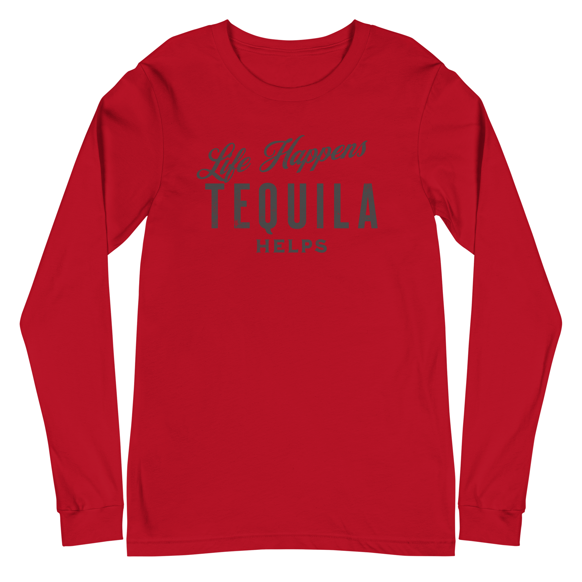 Life Happens Tequila Helps Tee - Versatile Long Sleeve DRINKING,LONG SLEEVE TEE,MENS,New,TEQUILA,UNISEX,WOMENS Dayzzed Apparel