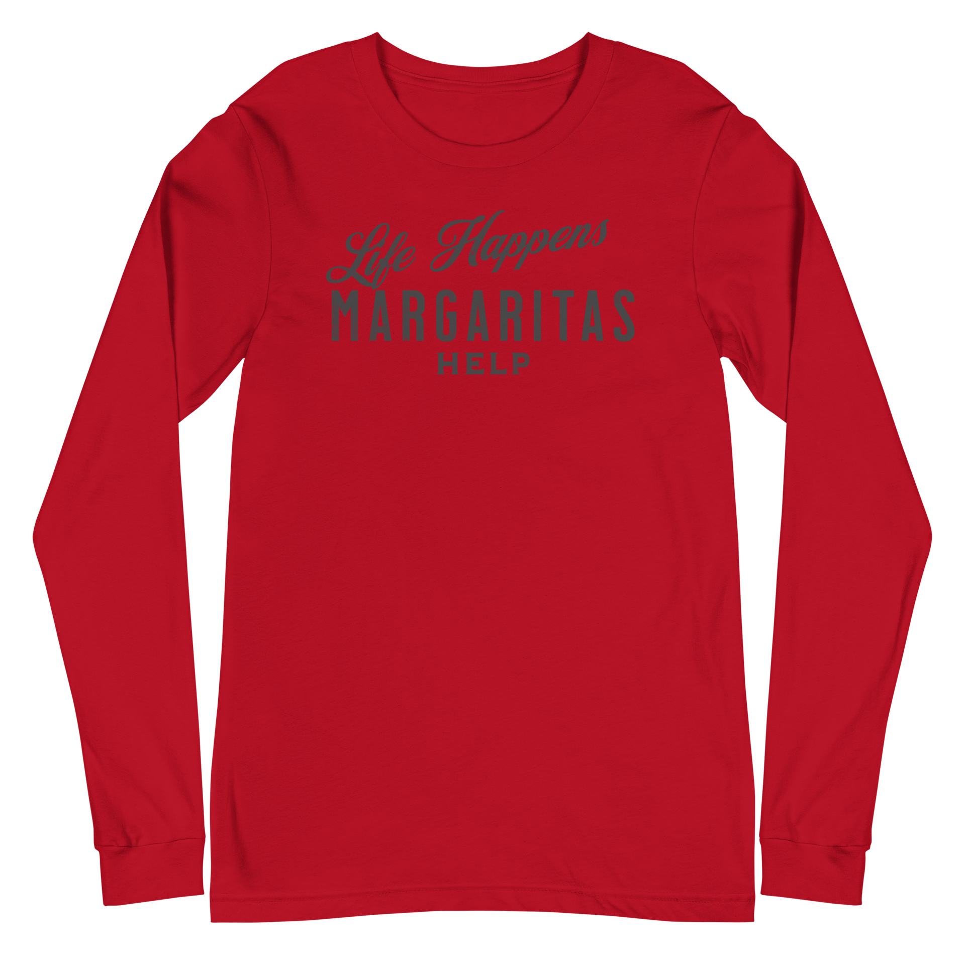 Life Happens Margaritas Help Tee | Versatile Long SleeveElevate any outfit with our Life Happens Margaritas Long Sleeve Tee. Perfect for casual outings. 100% cotton comfort.