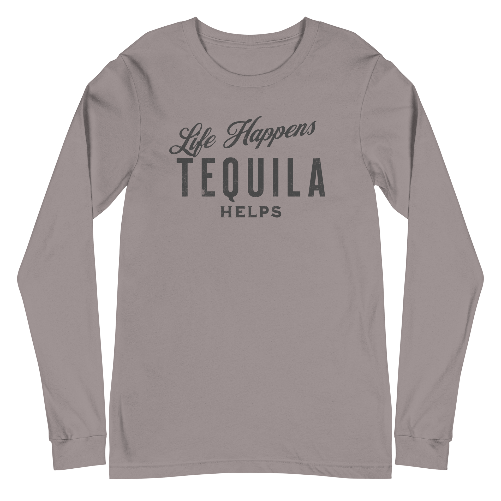 Life Happens Tequila Helps Tee - Versatile Long Sleeve DRINKING,LONG SLEEVE TEE,MENS,New,TEQUILA,UNISEX,WOMENS Dayzzed Apparel