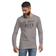 Life Happens Beer Helps Tee - A Must-Have Long Sleeve BEER,DRINKING,LONG SLEEVE TEE,MENS,New,UNISEX,WOMENS Dayzzed Apparel