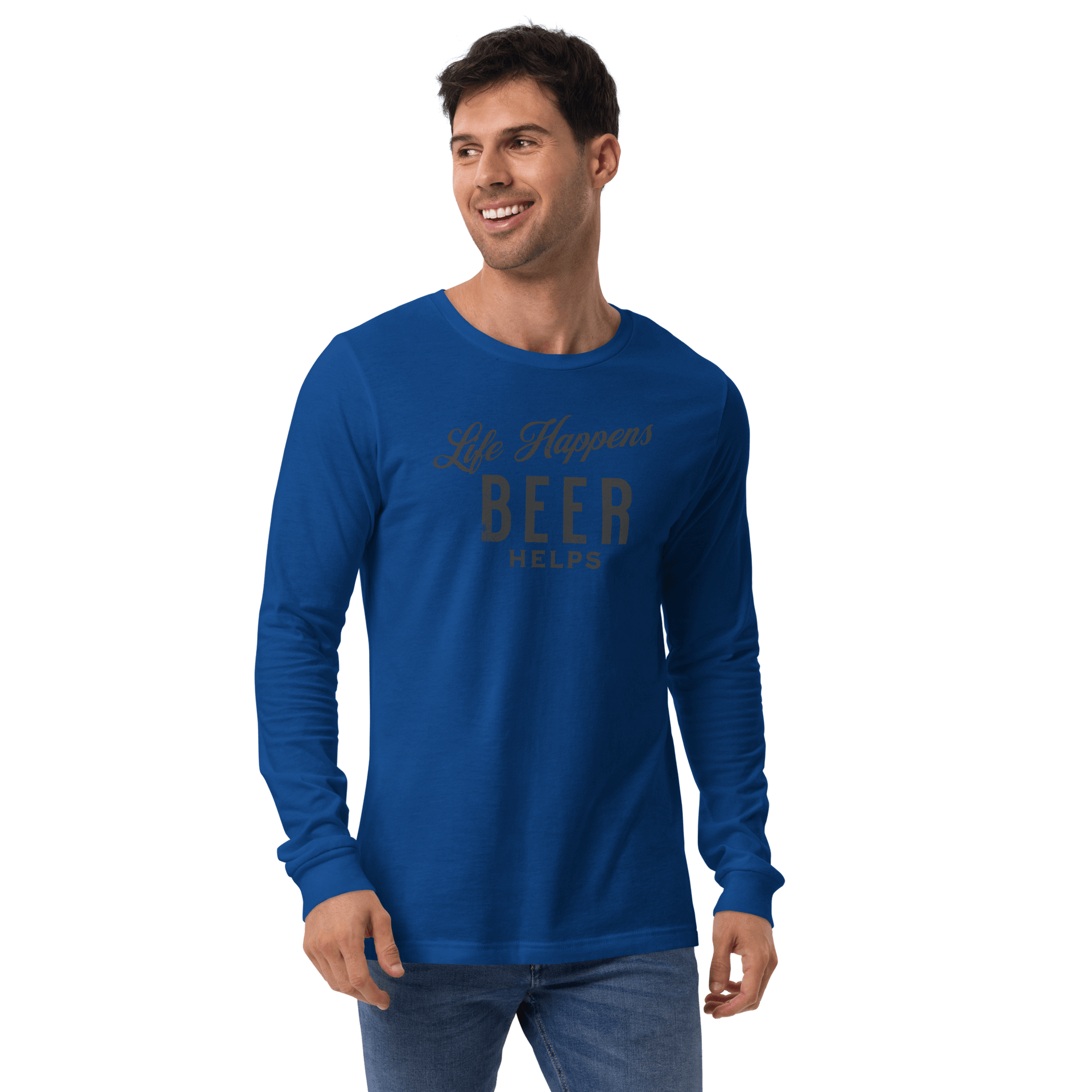 Life Happens Beer Helps Tee - A Must-Have Long Sleeve BEER,DRINKING,LONG SLEEVE TEE,MENS,New,UNISEX,WOMENS Dayzzed Apparel