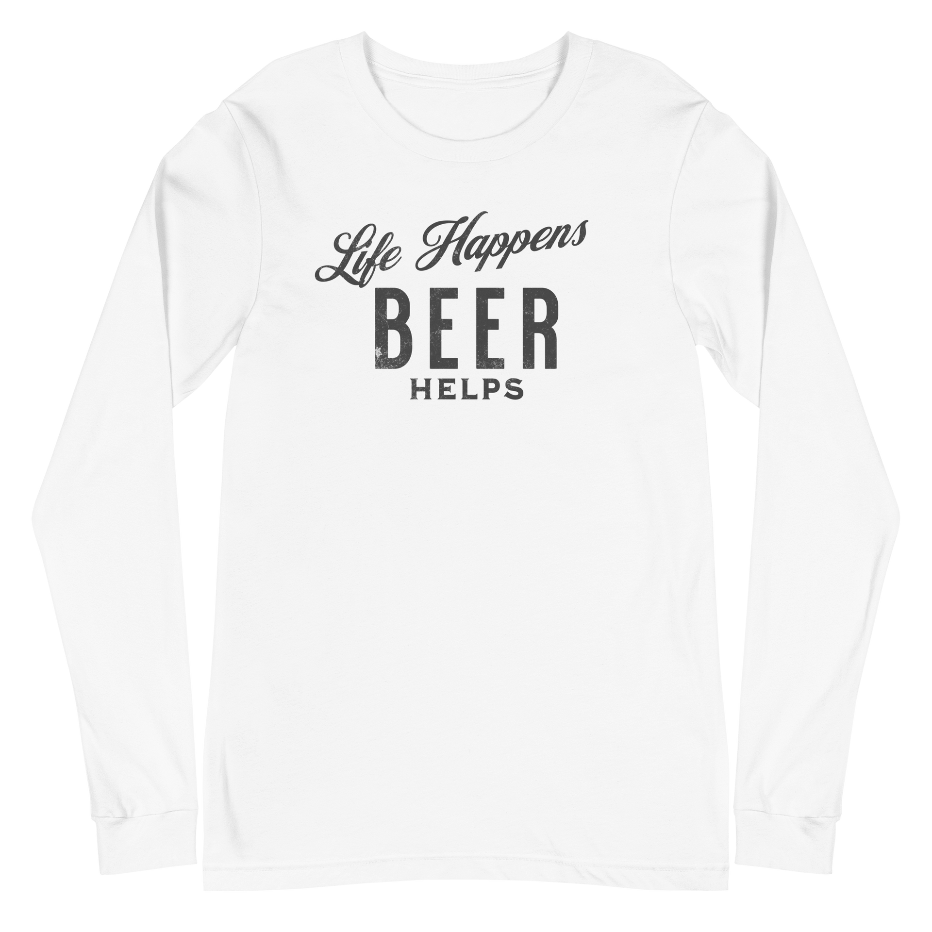 Life Happens Beer Helps Tee - A Must-Have Long Sleeve BEER,DRINKING,LONG SLEEVE TEE,MENS,New,UNISEX,WOMENS Dayzzed Apparel