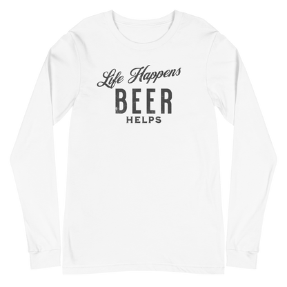 Life Happens Beer Helps Tee - A Must-Have Long Sleeve BEER,DRINKING,LONG SLEEVE TEE,MENS,New,UNISEX,WOMENS Dayzzed Apparel