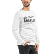 Life Happens Bourbon Helps Tee: Long Sleeve Versatility BOURBON,DRINKING,LONG SLEEVE TEE,MENS,New,UNISEX,WOMENS Dayzzed Apparel