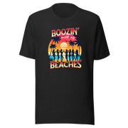 Silhouettes of women drinking cocktails on the beach at sunset in 'Boozin' with My Beaches' tee.