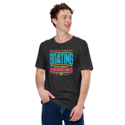 Tee with "Weekend Forecast: Boating with a Chance of Drinking" in bright colors, ideal for boaters.