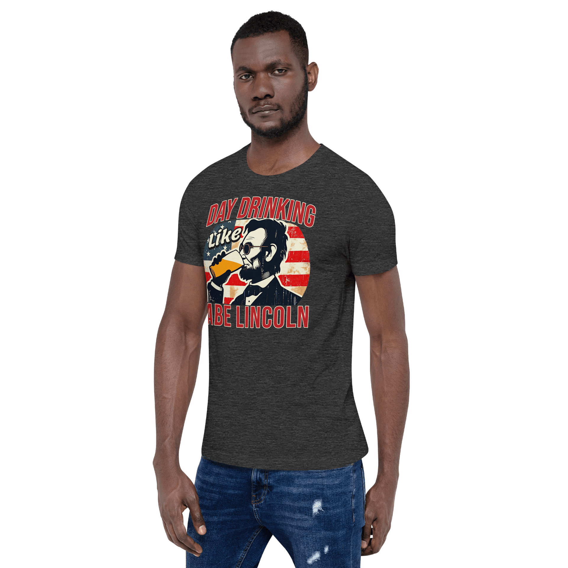 Get festive with our Day Drinking Like Abe Lincoln Tee! Perfect for 4th of July BBQs and showing off your patriotic spirit in style. Cozy & stylish.