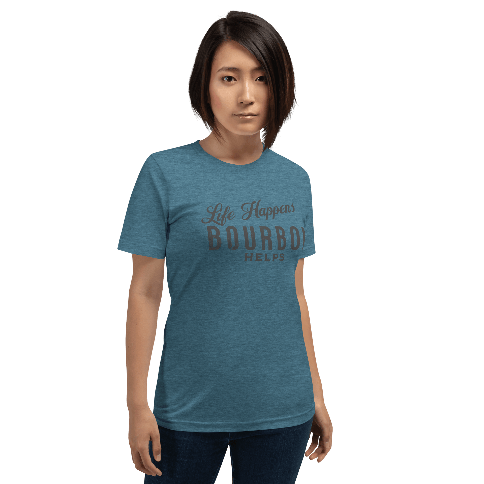 Life Happens Bourbon Helps Tee: Perfect Everyday Cotton Tee BOURBON,DRINKING,MENS,New,TSHIRT,UNISEX,WOMENS Dayzzed Apparel